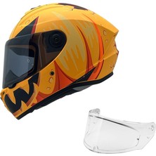 Axxis Draken S Pumpkin C3 Matt Yellow Kapalı Motosiklet Kaskı + Siyah Yedek Vizör - Xxl