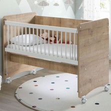 Baby When BW1061 - Pratik Tekerlekli Anne Yanı Bebek Beşik Ahşap 60x120