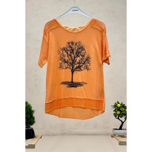 Ağaç Baskı Kısa Kol Penye Tshirt