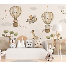 Wall Decorium Uçan Balonlar ve Zürafa Safari Çocuk Odası Duvar Kağıdı
