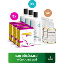 Quality Life Ql Saç Dökülme Karşıtı Set ( 3 Saç Vitamini - 3 Saç Serumu - 3 Şampuan )