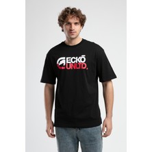 ECKO UNLTD Monsey Siyah Bisiklet Yaka Baskılı Oversize Erkek Tshirt