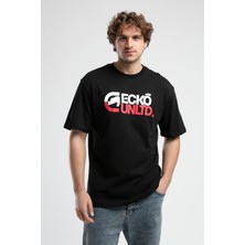 ECKO UNLTD Monsey Siyah Bisiklet Yaka Baskılı Oversize Erkek Tshirt