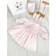 Kız Bebek Çocuk Pembe Dantelli Elbise Mevlüt Seti