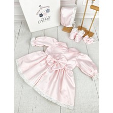 Kız Bebek Çocuk Pembe Dantelli Elbise Mevlüt Seti