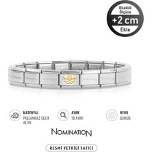 Nomination Italy Composable Klasik 18K Kanat Üstünde Kalp Paslanmaz Çelik Bileklik Sılver