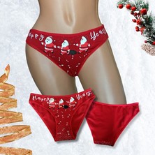 Helena Paris Kadın Kırmızı Yılbaşı Temalı Bikini Slip Külot H2924