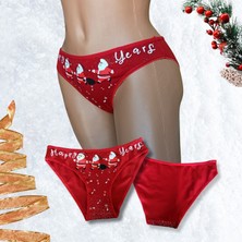 Helena Paris Kadın Kırmızı Yılbaşı Temalı Bikini Slip Külot H2924