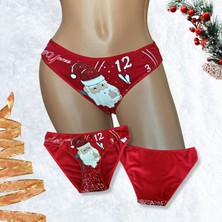 Helena Paris Kadın Kırmızı Yılbaşı Temalı Bikini Slip Külot H2923