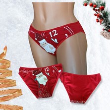 Helena Paris Kadın Kırmızı Yılbaşı Temalı Bikini Slip Külot H2923