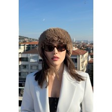 Suni Kürk Kadın Kışlık Kahve Peluş Mıknatıslı Yumuşak Luxury Boyunluk