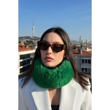 Suni Kürk Kadın Kışlık Yeşil Peluş Mıknatıslı Yumuşak Luxury Boyunluk