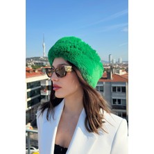 Suni Kürk Kadın Kışlık Yeşil Peluş Mıknatıslı Yumuşak Luxury Boyunluk