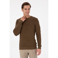 U.S. Polo Assn. Erkek Slim Fit Bisiklet Yaka Haki Basic Kazak 50298282-VR027