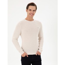 U.S. Polo Assn. Erkek Slim Fit Bisiklet Yaka Krem Basic Kazak 50298282-VR071