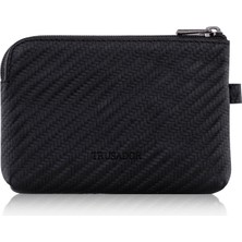 Trusador Milano Carbon Fermuarlı Mini Boy Kese Cüzdan Unisex Hakiki Deri Rfid Korumalı Erkek Kadın Anahtarlık Kartlık Bozuk Paralık Cüzdan Hediye Karbon