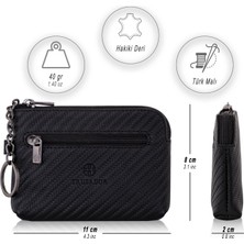 Trusador Milano Carbon Fermuarlı Mini Boy Kese Cüzdan Unisex Hakiki Deri Rfid Korumalı Erkek Kadın Anahtarlık Kartlık Bozuk Paralık Cüzdan Hediye Karbon
