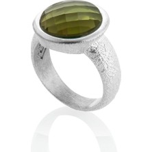 Vevasilver Tamamen Gümüş 925 Ayar Yeşil Zirkon Erkek Yüzük