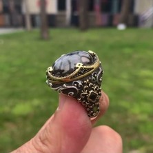 Vevasilver 925 Ayar Şık Tasarımlı Akik Taşlı Gümüş Erkek Yüzük