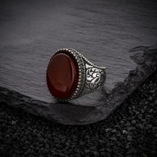 Vevasilver Yemen Akik Taşı 925 Ayar Gümüş Erkek Yüzük