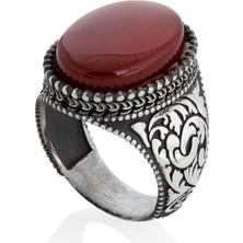 Vevasilver Yemen Akik Taşı 925 Ayar Gümüş Erkek Yüzük