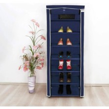 Dzgn Home 7 Raflı Çelik Profilli Bez Ayakkabılık Dolap