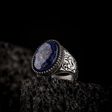 Vevasilver Lapis Lazuli Taşı 925 Ayar Gümüş Erkek Yüzük