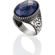 Vevasilver Lapis Lazuli Taşı 925 Ayar Gümüş Erkek Yüzük