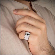 Vevasilver Tamamen Gümüş 925 Ayar Siyah Erkek Yüzük