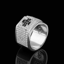 Vevasilver Tamamen Gümüş 925 Ayar Siyah Erkek Yüzük