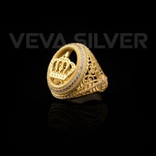 Vevasilver Altın Kaplama  925 Ayar Gümüş Erkek Yüzük