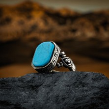 Vevasilver Firuze Taşı 925 Ayar Kare Gümüş Erkek Yüzük