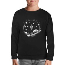 Gezegenlere Seyahat  Siyah Çocuk Sweatshirt