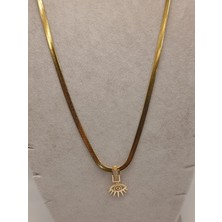 Tılsım Accesories Çelik Kolye+ Zirkon Charm Gold