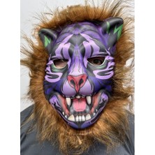 Xnews Kahverengi Saçlı Dişli Kurt Maskesi Mega Peluş 16 No