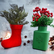 Yeni Yıl Konsept Ikili Set,noel Çorabı ve Vazo