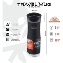 Madmugs Travel Mug Termos Bardak 0.47 Lt Black