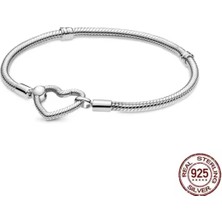Hector Co Jewellery 925 Ayar Gümüş Moments Kalp Kilitli Zincir Bileklik