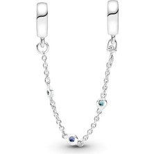 Hector Co Jewellery Üç Mavi Taşlı Güvenlik Zinciri Charm