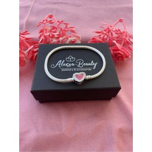 Hector Co Jewellery Işıldayan Pembe Kalp Gümüş Bileklik