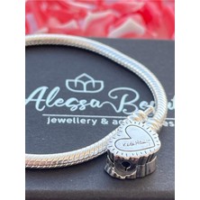 Hector Co Jewellery Işıldayan Pembe Kalp Gümüş Bileklik
