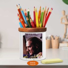 Asilmeydan Sert Mustafa Kemal Atatürk Ahşap Seramik Kalemlik -r169