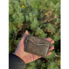 Yeşil Hakiki Deri El Yapımı Kartlık Minimal Gerçek Deri Unisex Kartlık(Kişiselleştirilebilir)