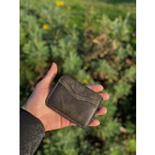 Yeşil Hakiki Deri El Yapımı Kartlık Minimal Gerçek Deri Unisex Kartlık(Kişiselleştirilebilir)