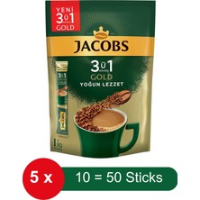 JAKOBS Jacobs 3 Ü 1 Arada Gold Yoğun Lezzet Hazır Kahve – 10 Lu Paket x 5 Paket