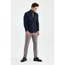 Slimfit Kruvaze Erkek Ceket Mono Yaka Drop 6 Dokuma Yeni Sezon