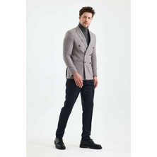 Slimfit Kruvaze Erkek Ceket Mono Yaka Drop 6 Dokuma Yeni Sezon