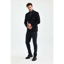 Slimfit Kruvaze Erkek Ceket Mono Yaka Drop 6 Dokuma Yeni Sezon