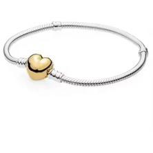 Moments Gold Renk Kalp Klipsli Bileklik