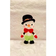 Maskot Şapkalı Kardan Adam Amigurumi Organik Oyuncak